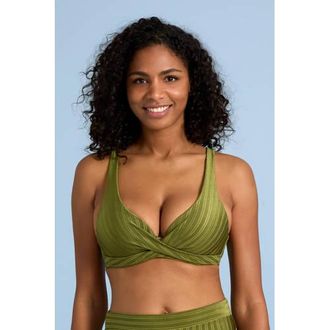 Beachwaver Co. voorgevormde push-up bikinitop met textuur groen