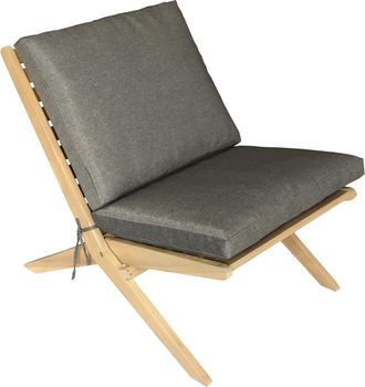 Happy Garden Sill&oacute;n Plegable Faro De Acacia Con Cojines Grises