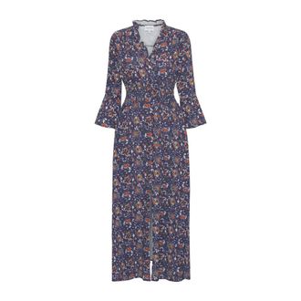 Americandreams Sally Cotton Lange Jurk - Dames - Maxi kleedjes - Blauw - M - Kleedjes
