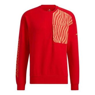 adidas Subject Printing Sports Pullover Long Sleeves Couple Style Red HE7323