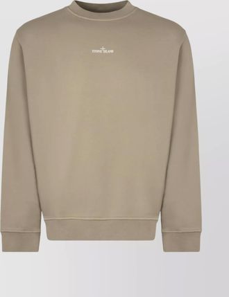 Stone Island cotton crew neck sweatshirt with ribbed edges