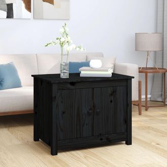 vidaXL Mesa De Centro De Madera Maciza De Pino Negro 71x49x55 Cm Vidaxl