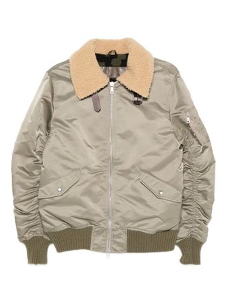 Giorgio Brato shearling-collar bomber jacket - men - Nylon/Wool/Lamb Shearling/Cotton/Polyester/Polyamide - M - Green