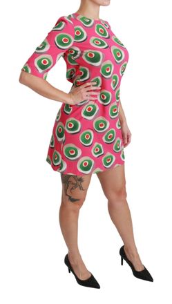 Dolce & Gabbana Womens Pink Silk Cup Cake Shift Stretch Dress