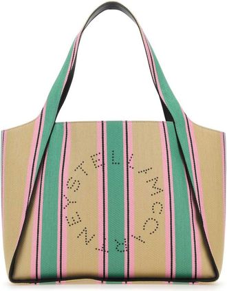 Stella McCartney Multicolor Striped Raffia Tote Bag