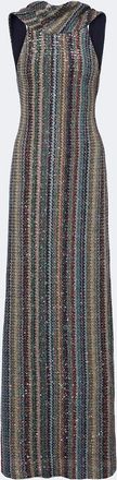 Missoni Sequined striped knitted lam&eacute; maxi dress