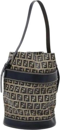 Fendi Pre-owned Bucket Bags, female, Blue, Size: ONE SIZE Pre-owned Canvas Bucket Bag