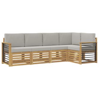 vidaXL Conjunto De Sof&aacute;s De Exterior 5 Pcs Blanco Y Gris Claro Vidaxl