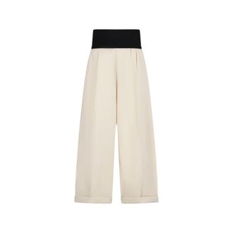Darkpark Wendy Wide-Leg broek met elastische tailleband - Dames - Wijde Broeken - Veelkleurig - M - Katoen - Broeken