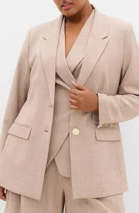 City Chic Luci Blazer in Latte at Nordstrom, Size 12W