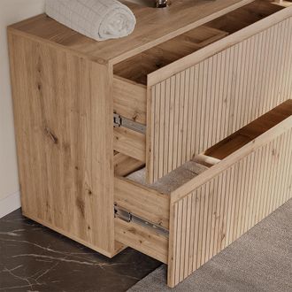 Vicco Mueble Bajo Lavabo Takumi, Artesano, 80 X 58 Cm Con 2 Cajones, Vicco
