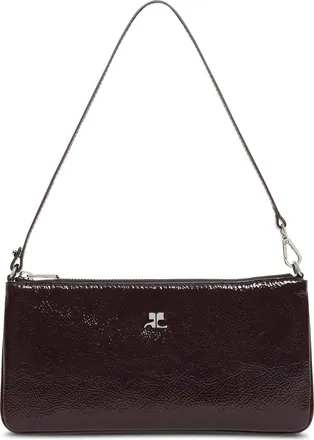Courr&egrave;ges Ac Naplack Zipped Pouch Glossy Leather Bag