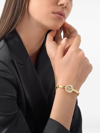 Philipp Plein Legacy hexagon bangle bracelet - women - Recycled Stainless Steel/glass - One Size - Gold