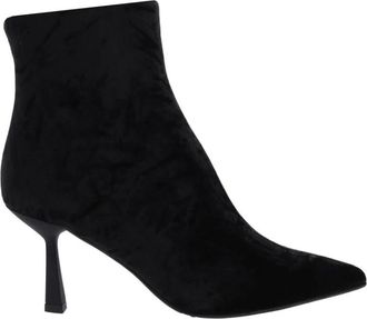 Paris Punk Fluwelen Zwarte Enkellaarzen - Dames - Laarzen met Hak - Zwart - 37 EU - Schoenen