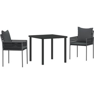 vidaXL Vidaxl - Conjunto De Comedor De Jard&iacute;n 3 Pcs Negro Polirat&aacute;n