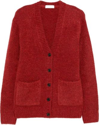 Dries Van Noten V-hals vest - Dames - Truien - Rood - Maat: XS Zijde