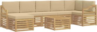 vidaXL Conjunto De Sof&aacute;s De Exterior 8 Uds. Y Beige Poli&eacute;ster Vidaxl