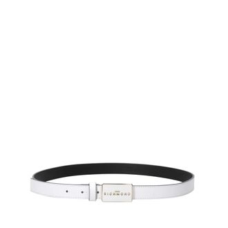 John Richmond Cintur&oacute;n de Piel con Hebilla Rectangular - Accessories - Mujer - Blanco - 95 CM