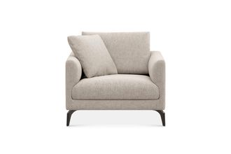 Castlery Lena Armchair Customized, (Performance Classic Twill) Light Grey (Matte Black Legs), Spill Resistant, Removable Covers for Castlery Chairs