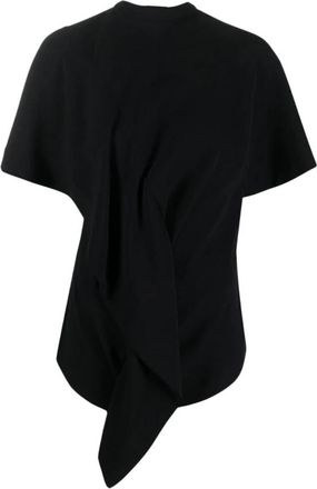 Colville Zwarte gedrapeerde top met asymmetrisch design - Dames - T-shirts - Zwart - 2XS - Tops