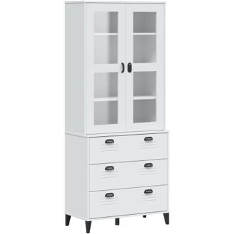vidaXL Aparador Alto Viken Madera Maciza De Pino Blanco 80x40x190 Cm Vidaxl