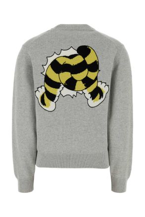 Kenzo Womens Grey Wool Blend Sweater Palegrey Exterior: Cotton Maglieria