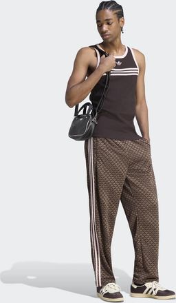 adidas Originals Firebird - Pantaloni sportivi ampi con monogramma marrone caff&egrave;/rosa