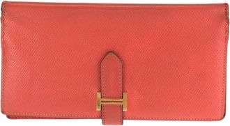 Herm&egrave;s Orange Epsom Leather Long Wallet (Bi-Fold) (Pre-Owned)