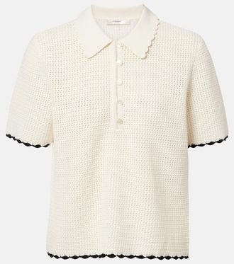 Frame Denim Daybreak crochet scalloped polo shirt