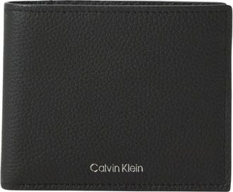 Calvin Klein Wallets & Cardholders, male, Black, Size: ONE SIZE Leather Wallet with Inside Compartments