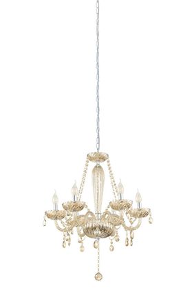 Loops Pendant Ceiling Light Colour Chrome Shade CognacColoured Glass Bulb E14 6x40W in Clear