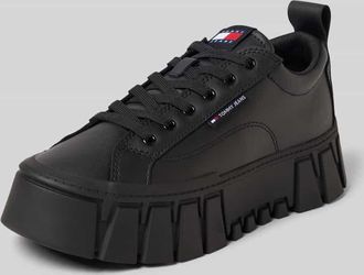 Tommy Jeans Low Top Sneaker aus Leder-Mix in Black, Gr&ouml;&szlig;e 36