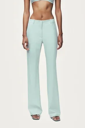 Nocturne Straight Leg Mid Rise Trousers in Mint Green at Nordstrom, Size X-Small