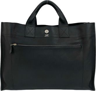 Herm&egrave;s Black Leather Handbag Tote Bag (Pre-Owned)