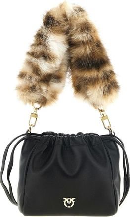 Pinko Pinko - Leren Tas met Trekkoord - Dames - Tassen - Zwart - Maat: ONE Size Katoen