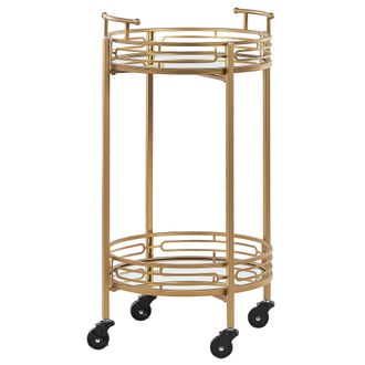 Beliani Beliani - Carrito De Cocina De Metal Dorado Negro Superficie Espejo Estantes Ruedas Glamuroso Farley