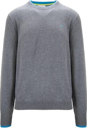 Sun 68 Wollen Katoenen Trui met Lange Mouwen - Heren - Ronde hals truien - Grijs - 2XL - Katoen - Truien & Vesten