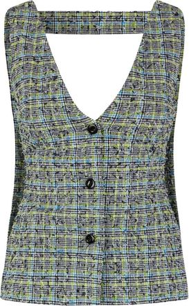Stine Goya Jassen, Dames, Veelkleurig, XS, Polyester, Geruite Mouwloze Vest