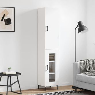 vidaXL Aparador Alto Madera Contrachapada Blanco 34,5x34x180 Cm Vidaxl