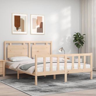 Berkfield Home Bed Frame with Headboard King Size Solid Wood in Brown