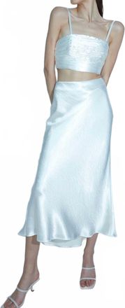 AIIFOS Linda Slip Skirt In Metallic White