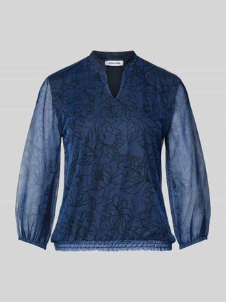 More & More Blusenshirt mit semitransparenten &Auml;rmeln in Marine, Gr&ouml;&szlig;e 40