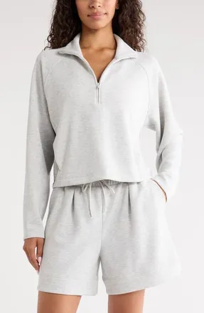 Zella Soft Luxe Half Zip Sweatshirt in Grey Light Heather at Nordstrom, Size Xx-Large