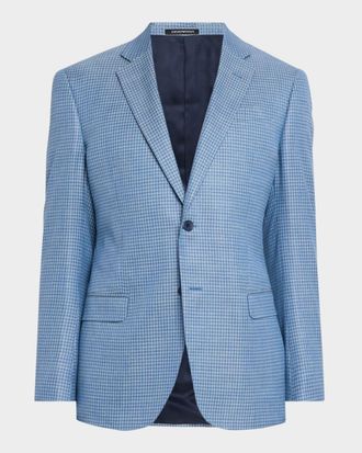 Emporio Armani Men & apos;s Micro-Check Bamboo Viscose G Line Sport Coat