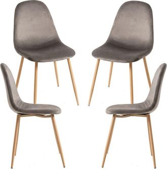 Regalos Miguel Packs Sillas Comedor - Pack 4 Sillas Teok Terciopelo - Gris Oscuro