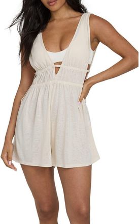 Billabong Golden Sun Cover-Up Romper in White Cap at Nordstrom, Size X-Small