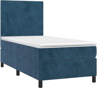 vidaXL Vidaxl - Cama Box Spring Colch&oacute;n Y Led Terciopelo Azul Oscuro 100x200 Cm