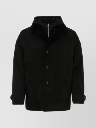 Prada shearling hooded bomber jacket