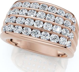 Pompeii3 Mens 2Ct Diamond Ring Gold Multi Row Wedding Anniversary Band Lab Grown