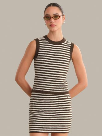 525 america Teddy Striped Tank In Shaved Chocolate Combo